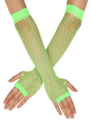 Produktbild von Netzhandschuhe lang fingerlos 80er Jahre Kostüm Mottoparty Halloween Neon Party Accessoires Damen 90er Fluoreszierendes Grün