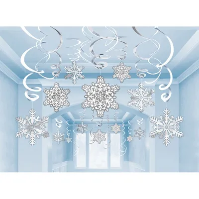 Produktbild von amscan 30 Deko-Spiralen Schneeflocke 61 cm/45,7 cm