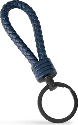 Produktbild von SERASAR | Leder-Schlüsselanhänger für Herren [Strong] mit Blau Stainless Steel | Farbe: Blau | Länge: 16cm