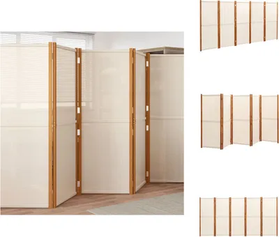 Produktbild von vidaXL 5-tlg. Raumteiler Cremeweiß 350x180 cm - Raumteiler
