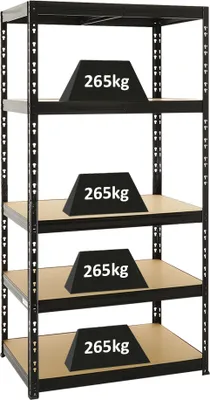 Produktbild von Schwerlastregal Tiger | HxBxT 180x90x60 cm | Fachlast 265kg | Schwarz