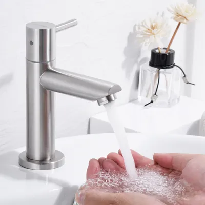 Produktbild von Kaltwasser Wasserhahn Bad Armatur Waschtischarmatur Badarmaturen für Badzimmer mit Anschlussschlauch