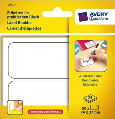 Produktbild von Etiketten im Block 94x37mm Wiederablösbar 50x Stück
