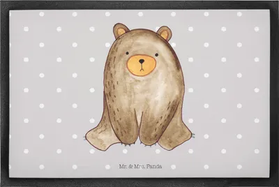 Produktbild von Mr. & Mrs. Panda Schmutzmatte Bär sitzend 50 x 75 cm - Grau Pastell - Geschenk, Teddy, Fußabtreter, fußmatte, Schmutzfangmatte, Fussmatte, Schuhabstreifer, Eingangsmatte