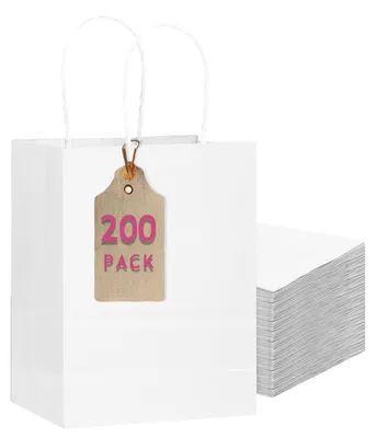 Immagine prodotto di Omgoods - 200 sacchetti regalo in carta kraft bianca con maniglie