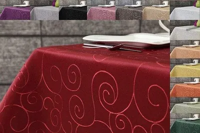 Image de Nappe rouge ronde de 160 cm, facile d'entretien, haute qualité