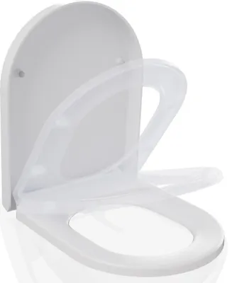 Produktbild von CECIPA WC-Sitz D-Form mit Absenkautomatik, Toilettendeckel aus Duroplast, Klobrille Klositz Klodeckel, Schnelle Demontage, geräuschlos & Weiß