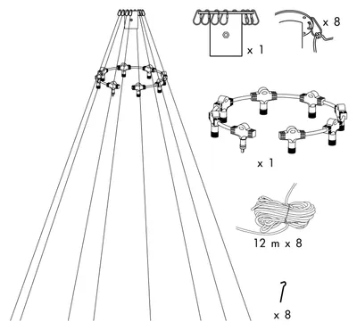Produktbild von Best Season System LED "Flagpole-Start-Set" 26teilig Inhalt: Top-Ring, 8 Haken, Connector-Ring, 8 Nylon, 466-20