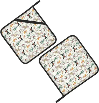 Produktbild von Topflappen, isolierter Topflappen, dick, hitzebeständig, zum Grillen, Kochen, Backen, 2 Stück,Patchwork-Hunde