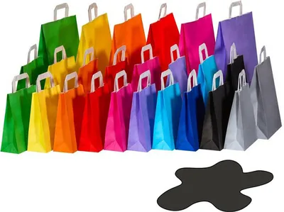 Produktbild von 250x Papiertragetaschen Papiertaschen Flachhenkel 18x8x22cm schwarz 70gr.