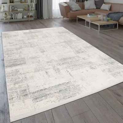 Produktbild von Moderner glänzender Wohnzimmer-Teppich in blau-weiß Größe - 240 x 340 cm