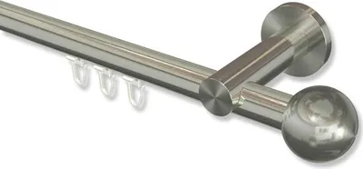 Produktbild von Interdeco Innenlaufstange, Gardinenstange mit Innenlauf Edelstahl-Optik Modell Platon Luino, 20 mm Ø 1-läufig, 140 cm