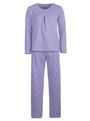 Produktbild von Pyjama Set Thermo - Spitzendruck Schleife, Farbe:flieder, Größe:L