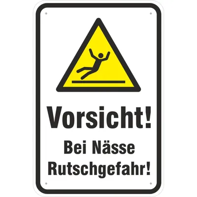 Produktbild von Schild 30x45cm Vorsicht bei Nässe Rutschgefahr