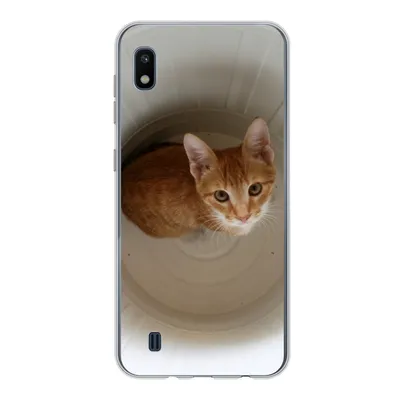 Produktbild von MuchoWow® Handyhülle Schutzhülle Hülle für Samsung Galaxy A10 Katze - Mülleimer - Weiß Silikon Softcase Handy Hülle - Schutzhülle