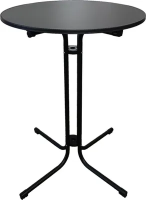 Produktbild von Stehtisch klappbar mit Husse | Rund | HxØ 110x80cm | In- & Outdoor | Stahl | MDF-Platte mit Edelstahlbeschichtung | Schwarz | Gastro Bistrotisch wetterfest Klapptisch Gartentisch