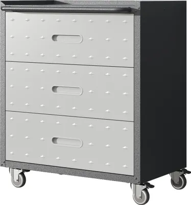 Produktbild von Heavy-Duty Metall-Werkzeugschrank mit Rollen – 3-Schubladen-Tool-Cabinet, 75 × 42 × 88 cm, Schwarz/Grau, für Garage, Büro & Haushalt