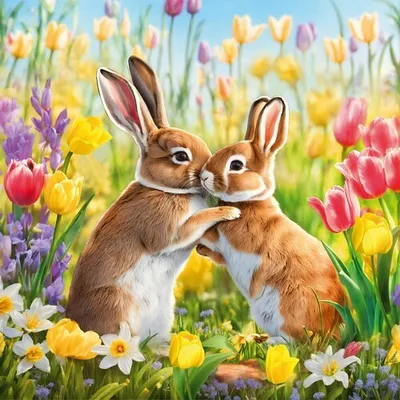 Produktbild von 20 Servietten Rabbits in Spring Field - Hasen im Frühlingsfeld 33x33cm