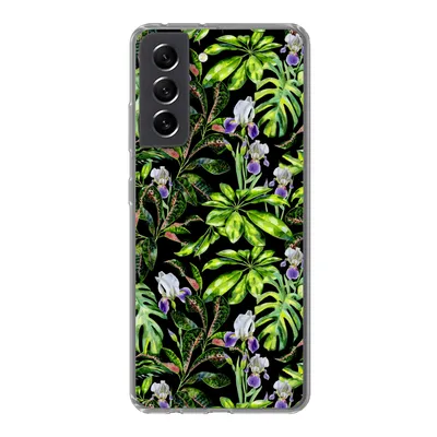 Produktbild von MuchoWow® Handyhülle Schutzhülle Hülle für Samsung Galaxy S21 FE Blume - Blätter - Muster Silikon Softcase Handy Hülle - Mobiltelefonhülle
