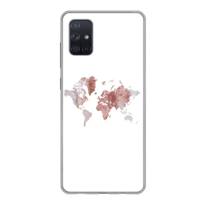 Produktbild von MuchoWow® Handyhülle Schutzhülle Hülle für Samsung Galaxy A71 Weltkarte - Rosa - Farbe Silikon Softcase Handy Hülle - Kartenbesitzer