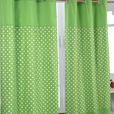 Obrázek produktu pro HOMESCAPES závěsy s očky hvězdy zelené sada 2 ks 100% bavlna, 182x137 cm
