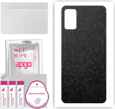 Produktbild von apgo Rückseite Schutzfolie, Skin, kompatibel mit Samsung Galaxy A41, Hinten Displayschutzfolie aus Vinylfolie, kratzfest, einfache Montage - Schwarze Honigwabe