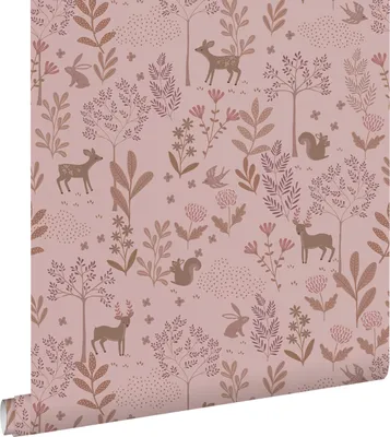 Obrázek produktu pro ESTAhome tapeta les s lesními zvířaty tmavě růžová a fialová 50 x 900 cm