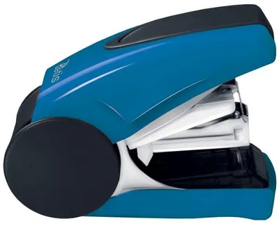 Imagen del producto de Grapadora de escritorio pequeña, color azul y negro, para grapado de hasta 20 hojas