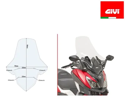 Immagine prodotto di Parabrezza GIVI intercambiabile trasparente 78x70,5cm per SYM CRUISYM 300