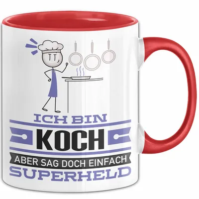 Produktbild von Koch Geschenk Tasse Ich Bin Koch Aber Sag Doch Einfach Superheld Lustige Geschenkdiee für Koch Kaffee-Becher (Rot)