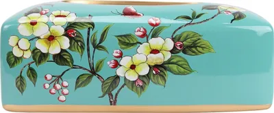 Image de Fine Asianliving Boîte à mouchoirs chinoise Porcelaine Bleu Fleurs L23xP9xH14cm