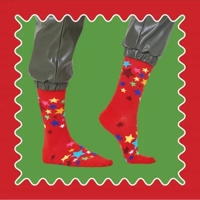 Produktbild von HAPPY SOCKS Socken für Damen und Herren mit einem grafischen Sternenmuster in Rot