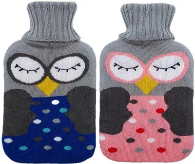Produktbild von Unyqoos® 2er-Set Wärmflaschen (1 L) – thermoplastisch mit abnehmbaren, waschbaren Strickbezügen, sichere Wärme für Entspannung & Schmerzlinderung