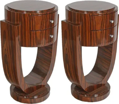 Produktbild von Casa Padrino Art Deco Beistelltisch Set Braun 45 x 40 x H. 75 cm - Mahagoni Beistelltische mit 2 Schubladen - Luxus Qualität