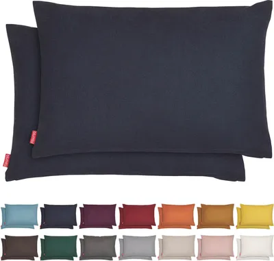 Produktbild von Blumtal 2er Set Kissenbezug 40x60 cm Chenille - Kuscheliges Sofakissen mit verstecktem Reißverschluss,  , weiches Dekokissen, Dark Ocean Blue - Blau