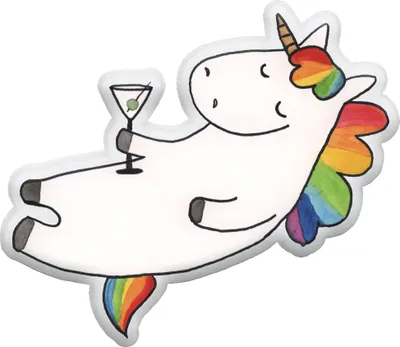 Produktbild von Mr. & Mrs. Panda Kuschelkissen Einhorn Cocktail 55 cm - Weiß - Geschenk, Einhörner, Dekokissen, tier kuscheltier, Spruch, Plüschtier, Geburtstag, Sekt, Unicorn, Lustig