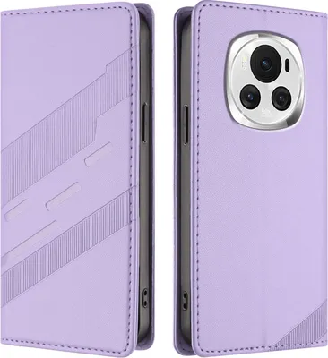 Produktbild von Hülle für Honor Magic 6, Kunstleder Brieftaschen Handyhülle mit Kartenfach und Standfunktion Violett