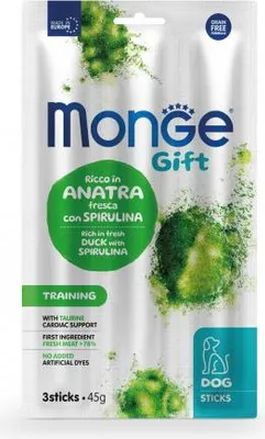 Productafbeelding van Monge Snack, Kauwspeeltjes, Hond, Volwassen dier, Eend, Spirulina, 45 g, Zonder toegevoegde suiker
