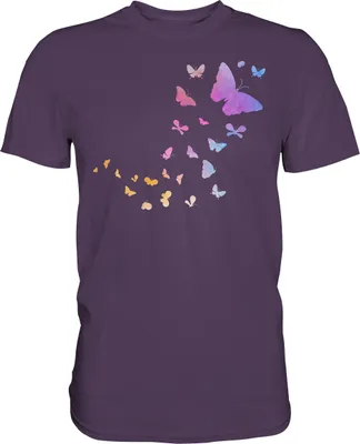 Produktbild von Aquarell Schmetterlinge T-Shirt – Urban Purple / XL