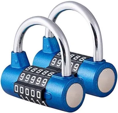 Image de Deux pièces - Cadenas à combinaison - 65 × 26 mm - Cadenas à combinaison à 5 chiffres - Cadenas à combinaison réinitialisable - Cadenas pour écoles de sport - Pour écoles de sport, écoles, sacs de sport, valises et portails