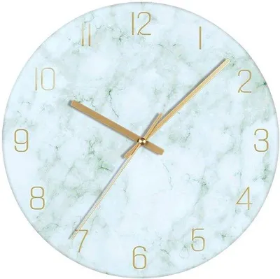 Obrázok produktu pre Kruhové vintage mramorové hodiny, 30 cm, tiché, zelené, na batérie, nástenné hodiny