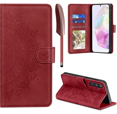 Produktbild von Handyhülle für Samsung Galaxy A35 5G Flip Wallet Kunstleder Rot mit Kartenfach und Standfunktion