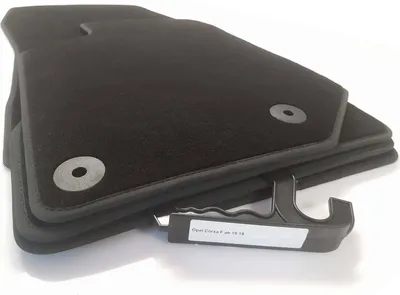 Immagine prodotto di Tappetini per Opel Corsa F (dal 2019) tappetini in velours premium con sistema di fissaggio originale, 4 pezzi, nero