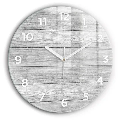 Produktbild von Wallfluent Große Wanduhr – Stilles Quarzuhrwerk - Uhr Dekoration Wohnzimmer Schlafzimmer Küche - Zifferblatt - weiße Zeiger - 60 cm - Holztafeln