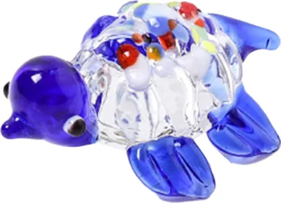 Produktbild von Nettes Miniaturdekor hellfarbene Glas exquisite kleine Schildkrötenform-Miniatur-Display für Zuhause-Blau