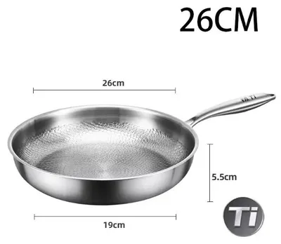 Obrázek produktu pro Pánev na smažení – 26 cm – nerezová ocel – bez nepřilnavé povrchové úpravy – vzor připomínající rybí šupiny – vzor s efektem kovaná