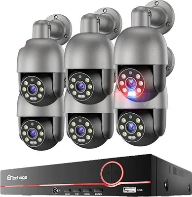 Produktbild von PTZ-Kamerasystem, 8 Kanäle, Vollfarb-Nachtsicht, 8CH NVR 6 Kamera 5MP-a, Keine