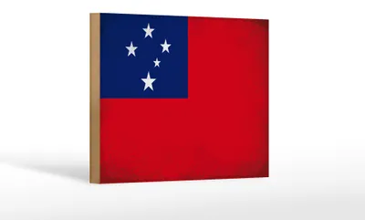 Produktbild von Holzschild Flagge Samoa 18x12 cm Flag of Samoa Vintage Dekoration
