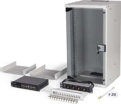 Produktbild von DIGITUS Netzwerk-Set 254 mm (10") - 12HE, 315x300 mm (BxT)we