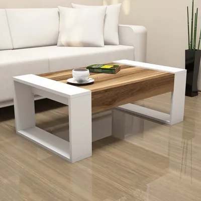Produktbild von Skye Decor, Venüs - Walnut, White, Couchtisch, Nussbaum, 100 % MELAMINBESCHICHTETE SPANPLATTEN, 102 x 60 x 37,6 cm